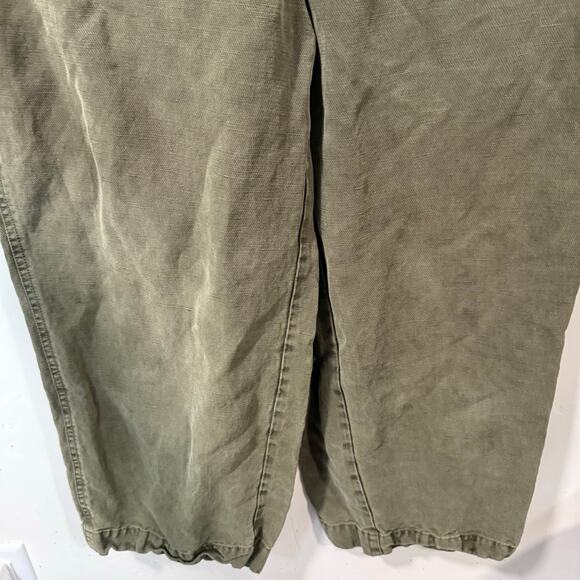 Marine Layer Women's Charlie Utility Jumpsuit Green Linen Blend Medium Wide Leg - Picture 4 of 11